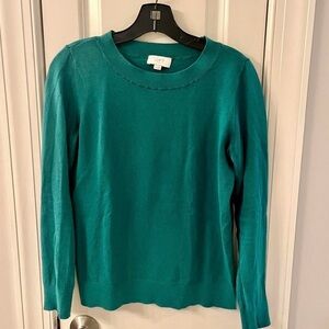 LOFT Teal Crewneck Sweater - Solid Greenish-Blue